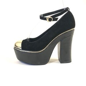 Iwe Girls Womens High Heels Doll Shoes Black Gold